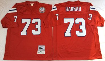 Mitchell And Ness patriots #73 john hannah red Men's Throwback Stitched NFL Jersey