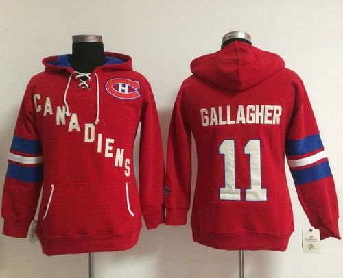 Montreal Canadiens #11 Brendan Gallagher Red Women's Old Time Heidi NHL Hoodie Montreal Canadiens #11 Brendan Gallagher Red Women's Old Time Heidi NHL Hoodie