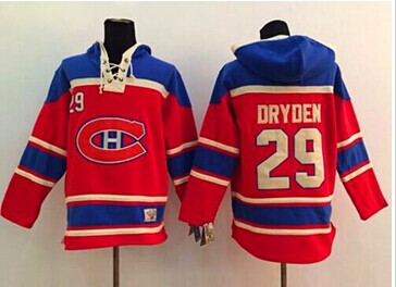 Montreal Canadiens #29 Ken Dryden Red Sawyer Hooded Sweatshirt Stitched NHL Jersey