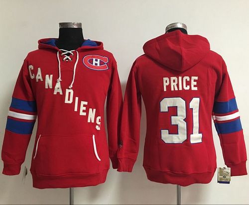 Montreal Canadiens #31 Carey Price Red Women's Old Time Heidi NHL Hoodie Montreal Canadiens #31 Carey Price Red Women's Old Time Heidi NHL Hoodie