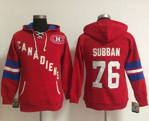 Montreal Canadiens #76 P.K Subban Red Women's Old Time Heidi NHL Hoodie Montreal Canadiens #76 P.K Subban Red Women's Old Time Heidi NHL Hoodie
