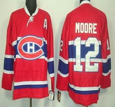 Montreal Canadiens 12 Dickie Moore Red Throwback CCM NHL Jerseys