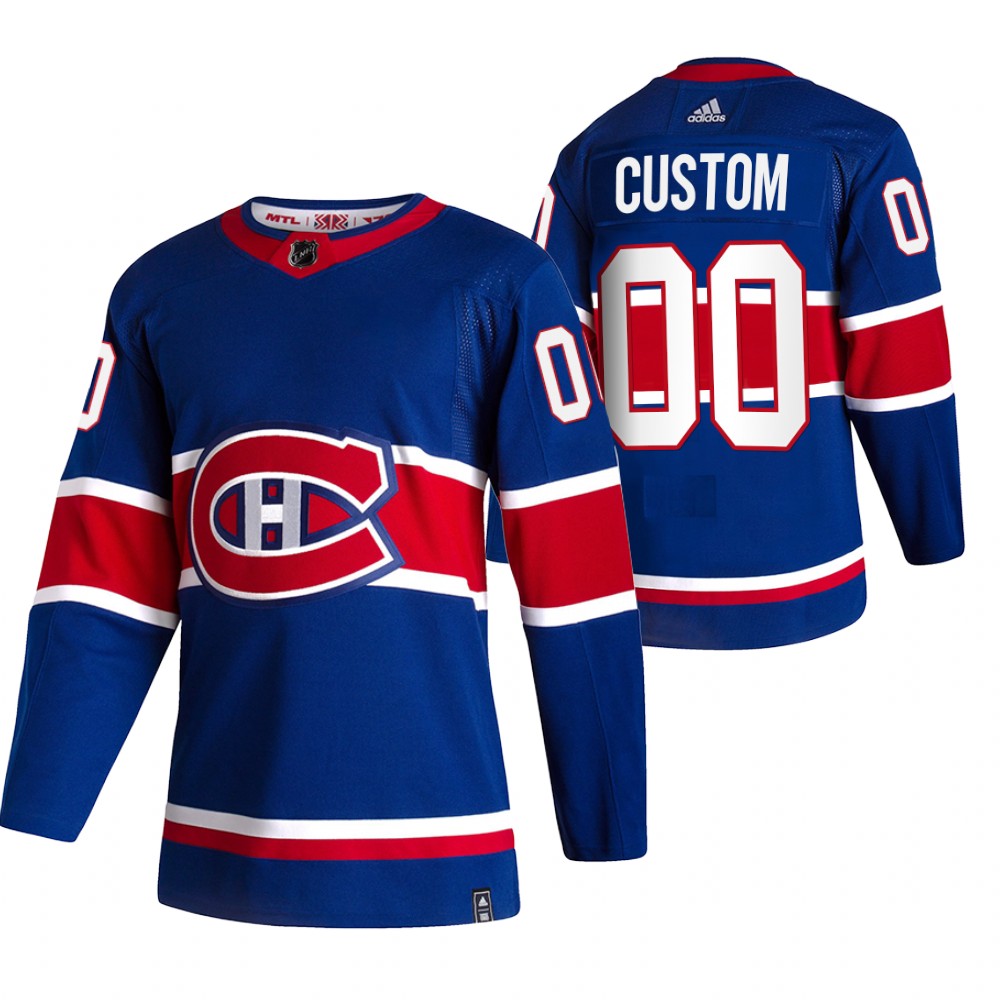 Montreal Canadiens Custom Blue Men's Adidas 2020-21 Reverse Retro Alternate NHL Jersey Montreal Canadiens Custom Blue Men's Adidas 2020-21 Reverse Retro Alternate NHL Jersey