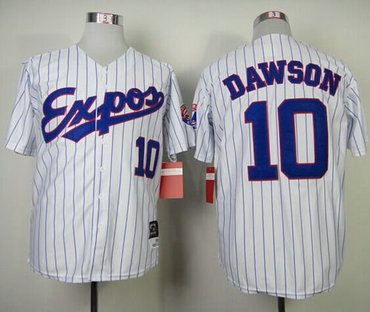 Montreal Expos #10 Andre Dawson White Blue Strip Mitchell and Ness 1982 Throwback Baseball Jersey Montreal Expos #10 Andre Dawson White Blue Strip Mitchell and Ness 1982 Throwback Baseball Jersey