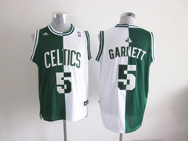 NBA Boston Celtics 5 Kevin Garnett white-green Split Jerseys