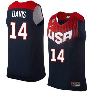 NEW 2014 Team USA #14 Anthony Davis Dark Blue Stitched NBA Jerse
