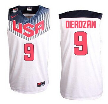 NEW 2014 Team USA #9 DeMar DeRozan White Stitched NBA Jersey