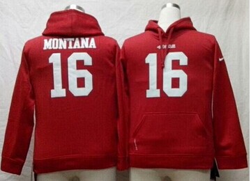 NEW 49ers #16 Joe Montana Red Youth Pullover NFL Hoodie NEW 49ers #16 Joe Montana Red Youth Pullover NFL Hoodie