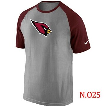 NEW Arizona Cardinals Ash Tri Big Play Raglan NFL T-Shirt Grey Red
