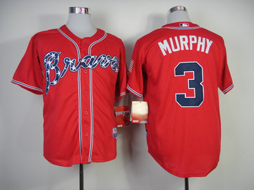 NEW Atlanta Braves 3 Murphy RED Jerseys