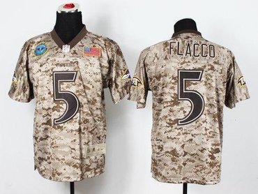 NEW Baltimore Ravens #5 Joe Flacco Camo NFL Elite USMC Jersey(USA)
