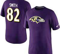 NEW Baltimore Ravens #82 Smith Name & Number T-Shirt Purple NEW Baltimore Ravens #82 Smith Name & Number T-Shirt Purple