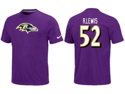 NEW Baltimore Ravens 52 R.LEWIS Name & Number T-Shirt- Purple