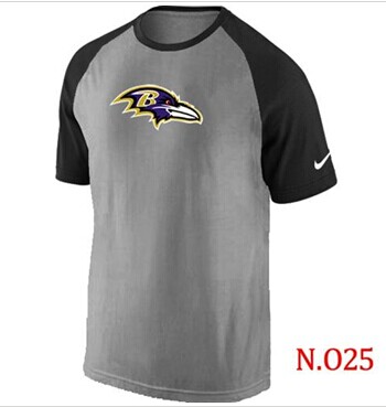 NEW Baltimore Ravens Ash Tri Big Play Raglan NFL T-Shirt Grey Black