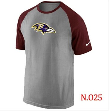 NEW Baltimore Ravens Ash Tri Big Play Raglan NFL T-Shirt Grey Red