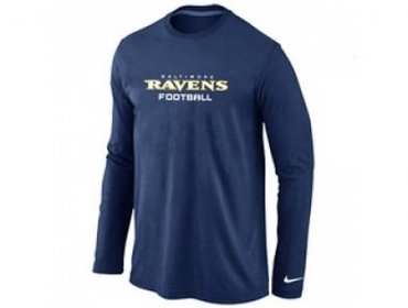 NEW Baltimore Ravens Authentic font Long Sleeve T-Shirt D.Blue