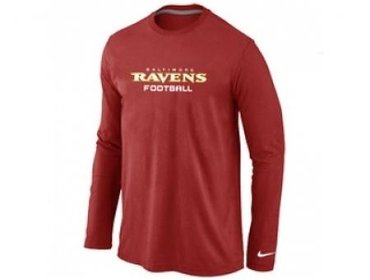 NEW Baltimore Ravens Authentic font Long Sleeve T-Shirt Red