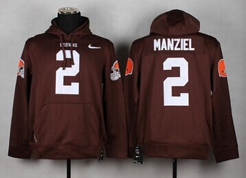 NEW Browns #2 Johnny Manziel Brown Pullover NFL Hoodie