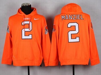 NEW Browns #2 Johnny Manziel Orange Pullover NFL Hoodie