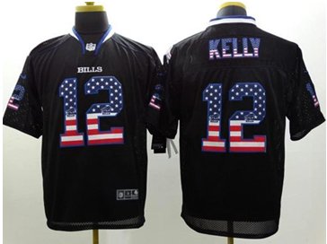 NEW Buffalo Bills #12 Jim Kelly Black NFL Elite USA Flag Fashion Jersey NEW Buffalo Bills #12 Jim Kelly Black NFL Elite USA Flag Fashion Jersey