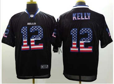 NEW Buffalo Bills #12 Jim Kelly Black NFL Elite USA Flag Fashion Jersey NEW Buffalo Bills #12 Jim Kelly Black NFL Elite USA Flag Fashion Jersey