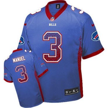 NEW Buffalo Bills #3 EJ Manuel Royal Blue Stitched NFL Elite Drift Fashion Jerseys