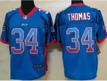 NEW Buffalo Bills 34 Thurman Thomas Royal Blue Drift Fashion Elite NFL Jerseys