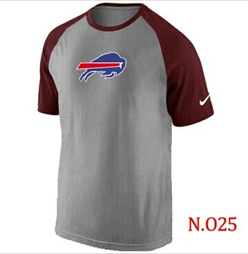 NEW Buffalo Bills Ash Tri Big Play Raglan NFL T-Shirt Grey Red NEW Buffalo Bills Ash Tri Big Play Raglan NFL T-Shirt Grey Red