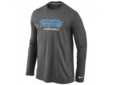 NEW Carolina Panthers Authentic font Long Sleeve T-Shirt D.Grey