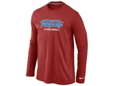NEW Carolina Panthers Authentic font Long Sleeve T-Shirt Red