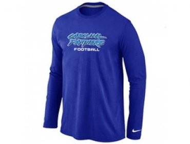 NEW Carolina Panthers Authentic font Long Sleeve T-Shirt blue