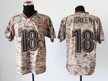 NEW Cincinnati Bengals #18 A.J. Green Camo NFL Elite USMC Jersey(USA)