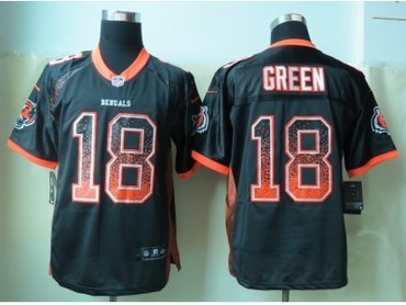 NEW Cincinnati Bengals #18 Green Black Jerseys(Drift Fashion Elite)