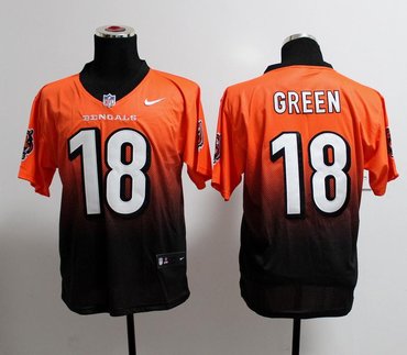 NEW Cincinnati Bengals 18 A.J. Green Orange Black Drift Fashion II Elite NFL Jerseys