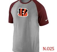 NEW Cincinnati Bengals Ash Tri Big Play Raglan NFL T-Shirt Grey Red