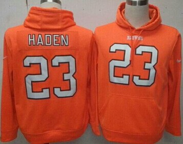 NEW Cleveland Browns #23 Joe Haden Orange Pullover NFL Hoodie