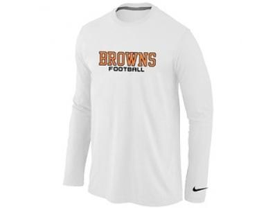 NEW Cleveland Browns Authentic font Long Sleeve T-Shirt White