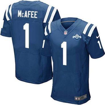 NEW Colts #1 Pat McAfee Royal Blue 30TH Seasons Patch Men's Stitched NFL Elite Jersey NEW Colts #1 Pat McAfee Royal Blue 30TH Seasons Patch Men's Stitched NFL Elite Jersey