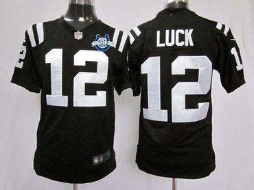 NEW Colts #12 Andrew Luck Black Shadow With 30TH Seasons Patch Men's Stitched NFL Game Jersey NEW Colts #12 Andrew Luck Black Shadow With 30TH Seasons Patch Men's Stitched NFL Game Jersey