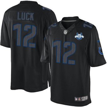 NEW Colts #12 Andrew Luck Black With 30TH Seasons Patch Men's Stitched NFL Impact Limited Jersey NEW Colts #12 Andrew Luck Black With 30TH Seasons Patch Men's Stitched NFL Impact Limited Jersey