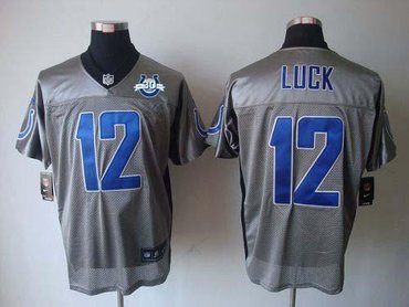 NEW Colts #12 Andrew Luck Grey Shadow With 30TH Seasons Patch Men's Stitched NFL Elite Jersey NEW Colts #12 Andrew Luck Grey Shadow With 30TH Seasons Patch Men's Stitched NFL Elite Jersey