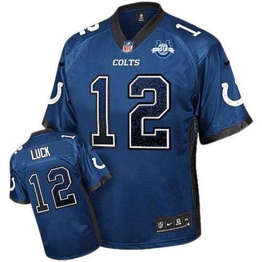 NEW Colts #12 Andrew Luck Royal Blue Team Color With 30TH Seasons Patch Men's Stitched NFL Elite Drift Fashion Jersey NEW Colts #12 Andrew Luck Royal Blue Team Color With 30TH Seasons Patch Men's Stitched NFL Elite Drift Fashion Jersey