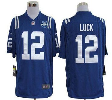 NEW Colts #12 Andrew Luck Royal Blue Team Color With 30TH Seasons Patch Men's Stitched NFL Game Jersey NEW Colts #12 Andrew Luck Royal Blue Team Color With 30TH Seasons Patch Men's Stitched NFL Game Jersey