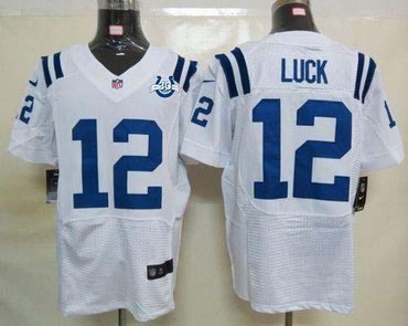 NEW Colts #12 Andrew Luck White With 30TH Seasons Patch Men's Stitched NFL Elite Jersey NEW Colts #12 Andrew Luck White With 30TH Seasons Patch Men's Stitched NFL Elite Jersey