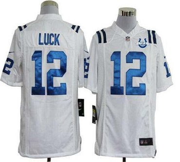 NEW Colts #12 Andrew Luck White With 30TH Seasons Patch Men's Stitched NFL Game Jersey NEW Colts #12 Andrew Luck White With 30TH Seasons Patch Men's Stitched NFL Game Jersey