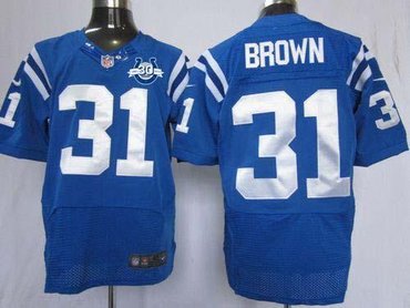 NEW Colts #31 Donald Brown Royal Blue Team Color With 30TH Seasons Patch Men's Stitched NFL Elite Jersey NEW Colts #31 Donald Brown Royal Blue Team Color With 30TH Seasons Patch Men's Stitched NFL Elite Jersey