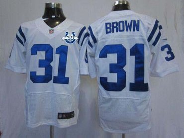 NEW Colts #31 Donald Brown White With 30TH Seasons Patch Men's Stitched NFL Elite Jersey NEW Colts #31 Donald Brown White With 30TH Seasons Patch Men's Stitched NFL Elite Jersey