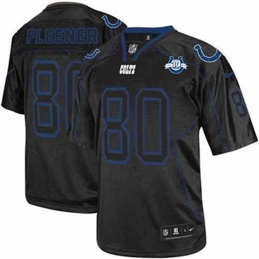 NEW Colts #80 Coby Fleener Lights Out Black With 30TH Seasons Patch Men's Stitched NFL Elite Jersey NEW Colts #80 Coby Fleener Lights Out Black With 30TH Seasons Patch Men's Stitched NFL Elite Jersey