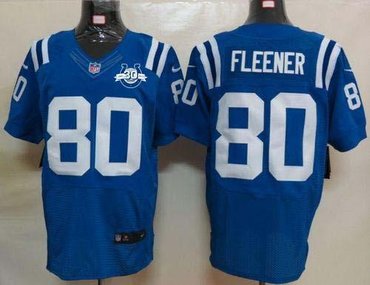 NEW Colts #80 Coby Fleener Royal Blue Team Color With 30TH Seasons Patch Men's Stitched NFL Elite Jersey NEW Colts #80 Coby Fleener Royal Blue Team Color With 30TH Seasons Patch Men's Stitched NFL Elite Jersey