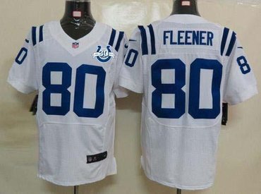 NEW Colts #80 Coby Fleener White With 30TH Seasons Patch Men's Stitched NFL Elite Jersey NEW Colts #80 Coby Fleener White With 30TH Seasons Patch Men's Stitched NFL Elite Jersey